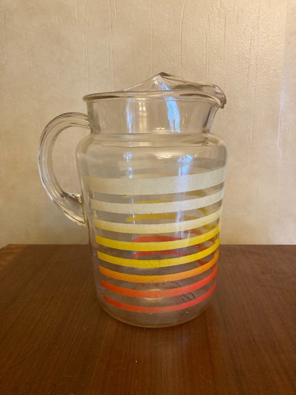 Vintage Anchor Hocking Fiesta striped glass picture.